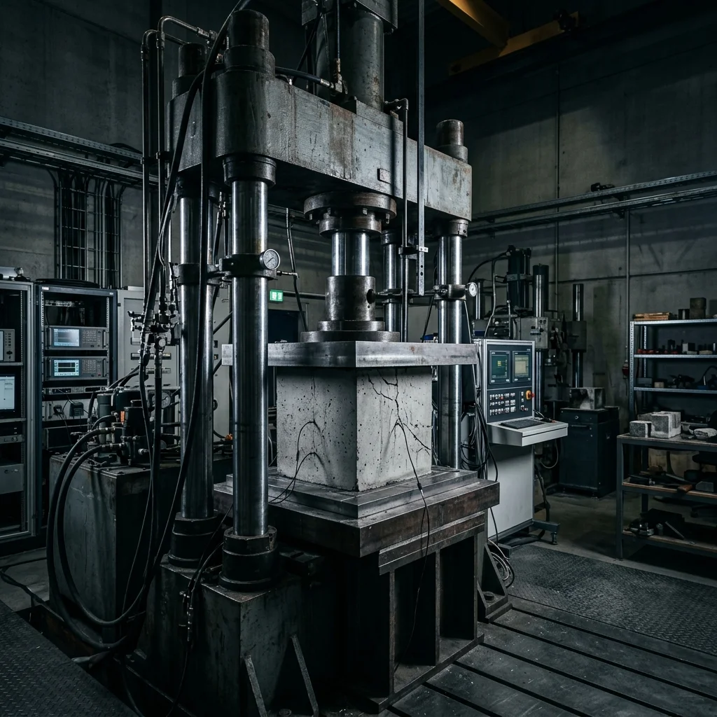 GOGER concrete panel under a compressive-strength laboratory test