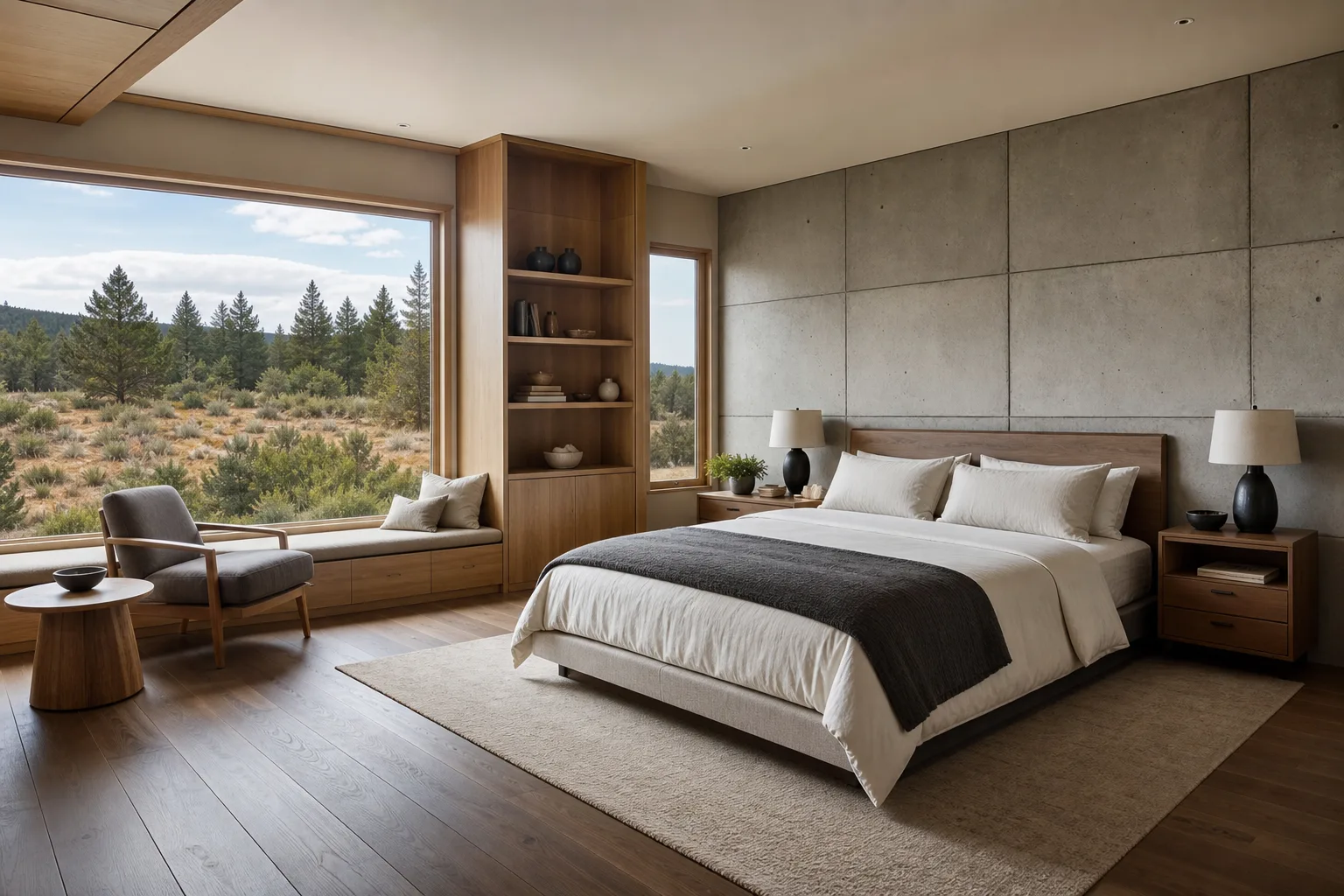 Calm, quiet interior bedroom of a GOGER concrete home