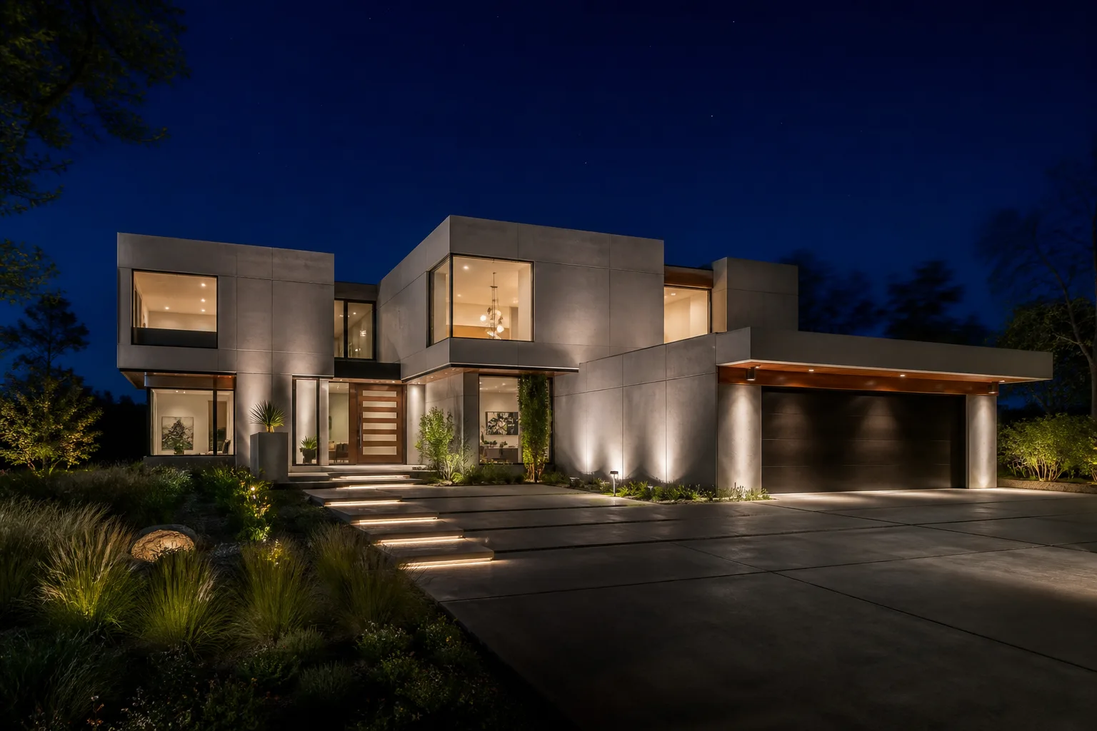 Architectural, after dark